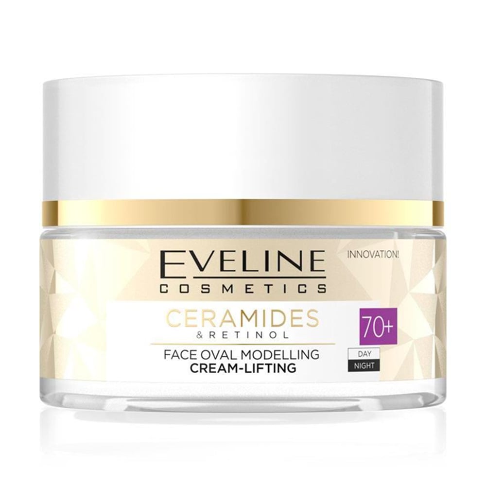 Крем-ліфтинг для моделювання овалу обличчя Eveline Cosmetics Ceramidy &amp; Retinol 70+, 50 мл